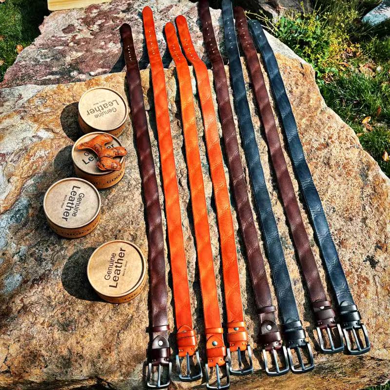 Belts that can be used for ten years Retro first layer cowhide tungsten steel belt men's leather belt 8413