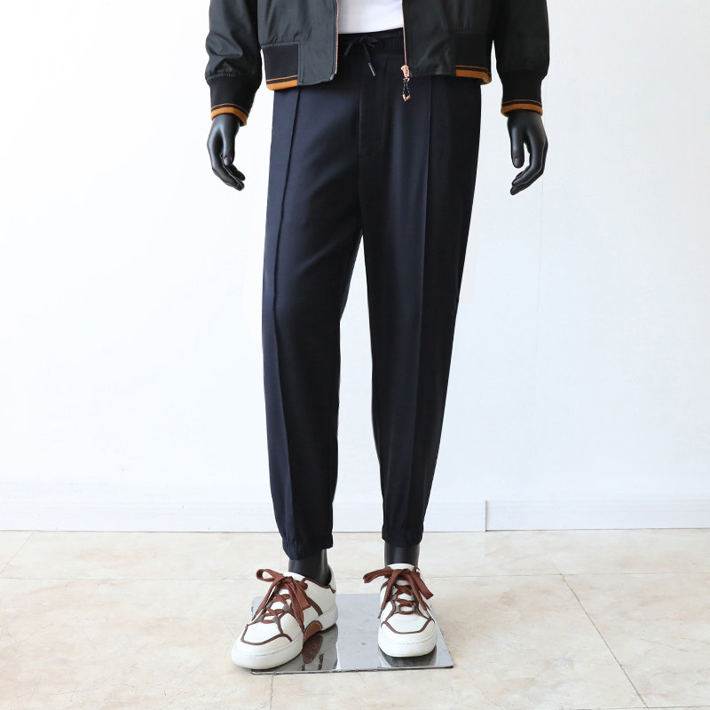 10,000 yuan level 2022 spring summer men's fashion anti-wrinkle slim slim wool jogging pants corset casual pants tide 7171