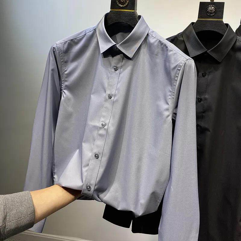 Top 4300 High-end Goods Covets Anti Crease Silk Slip Business Shirt Men Spring Casual Long Sleeve Shirt