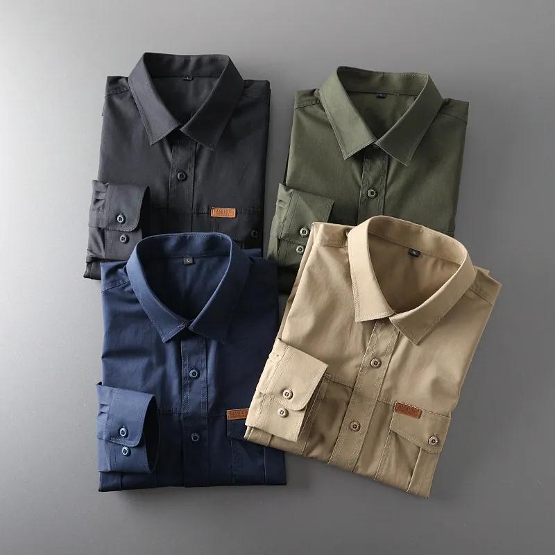 Light Tooling Pure Cotton Soft High Support Yarn High Texture Spring Summer Men Commute Business Casual Long Sleeve Shirt