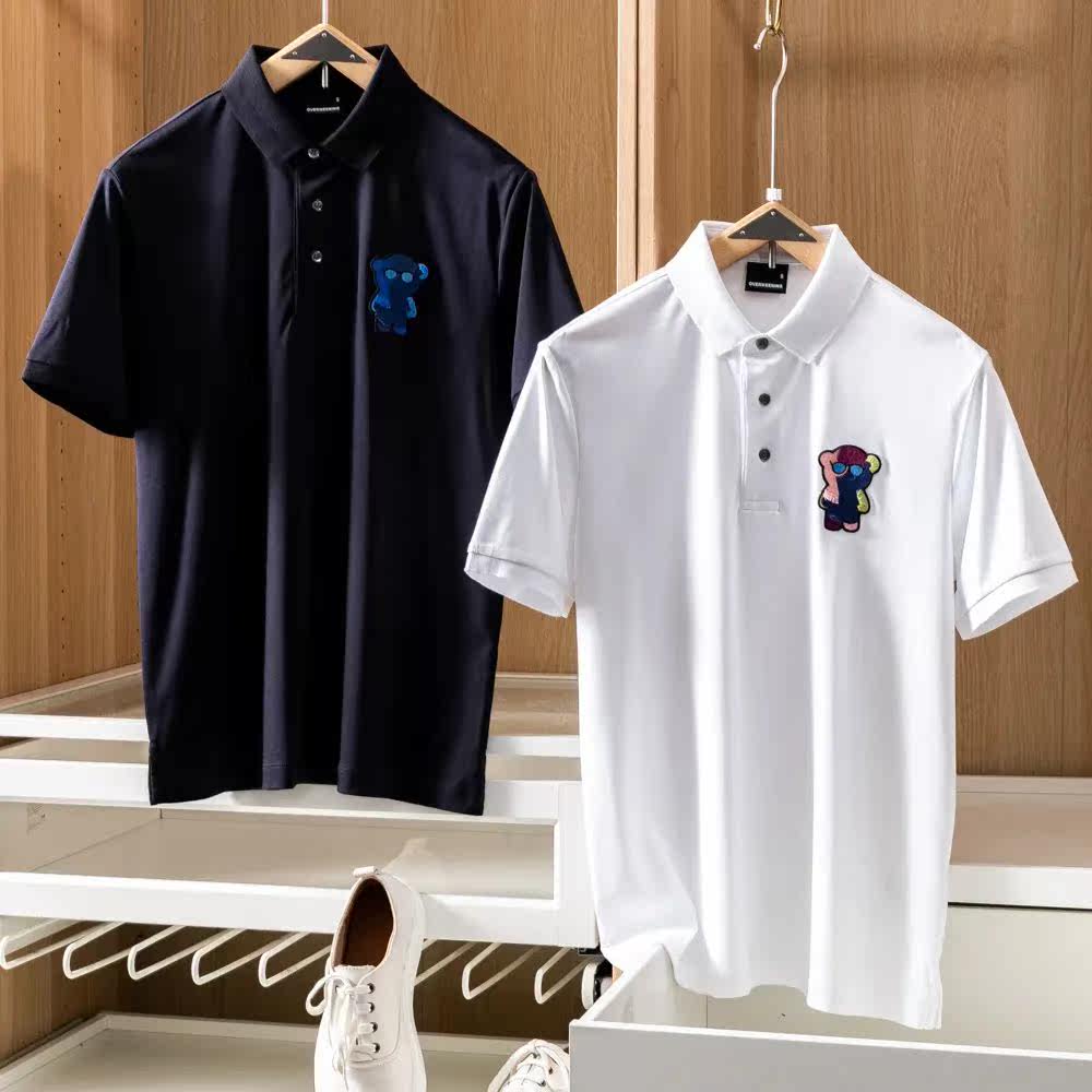 High extravagant soft cotton cumin with 2022 new men's - ins tide-card pure cotton casual short sleeve T-shirt POLO shirt