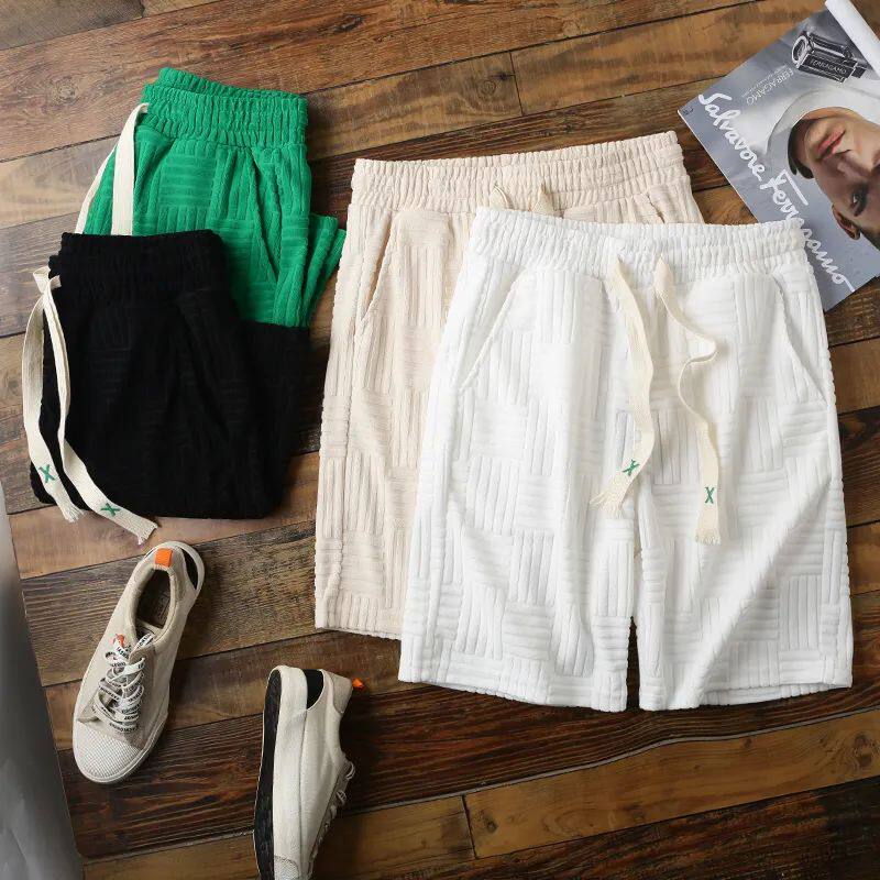 Trend line guest supply flocked fabric comfortable and breathable Summer men's elasticated waist casual shorts five-point pants