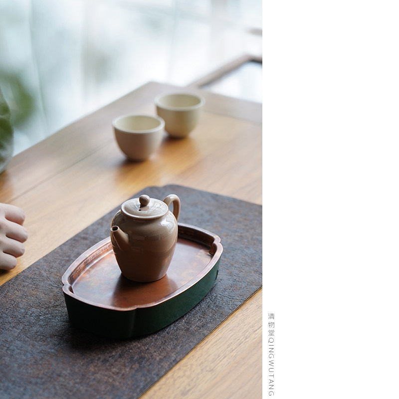 Lin Songtang Jingdezhen Color Glaze Pot bearing the bronze cover Ruyi Purple Sand Clay Body Water Storage Pot to build the water dry foam tray