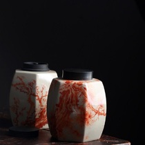 Miyun Jaijing Dezhen imitated ancient ceramic tea leaf pot tin cover Seal Grass Wood Grey Pottery Clay Red Drawing Pine Tea Barn Tea Entrance
