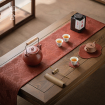 Know-house original cloud crane red cloud yarn Chinese style tea mat table flag cloth pot bearing cup cushion traditional technique hand sewing tea track