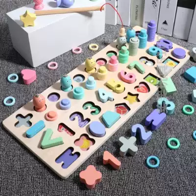 Children's toys, boys, babies, 6 months, three-in-one matching, cognitive one-year-old female baby development logarithmic board