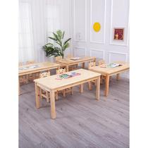 Kindergarten solid wood table childrens desks and chairs set baby early education painting study table childrens writing table oak