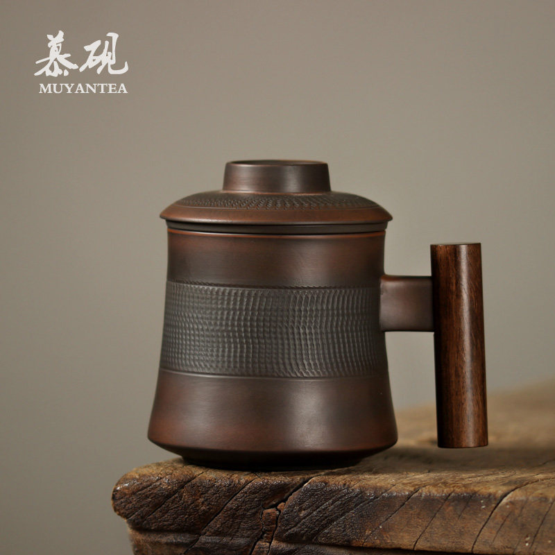 Mu Yan purple pottery mug ceramic Japanese-style with lid filter office large-capacity tea separation cup tea cup