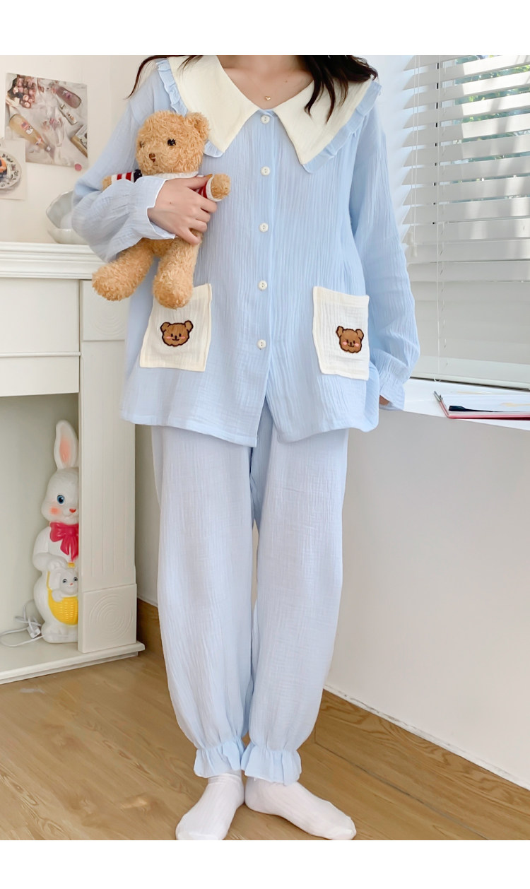 加肥加大码月子服薄款纯棉产后孕妇睡衣哺乳衣透气吸汗棉纱水洗棉详情28