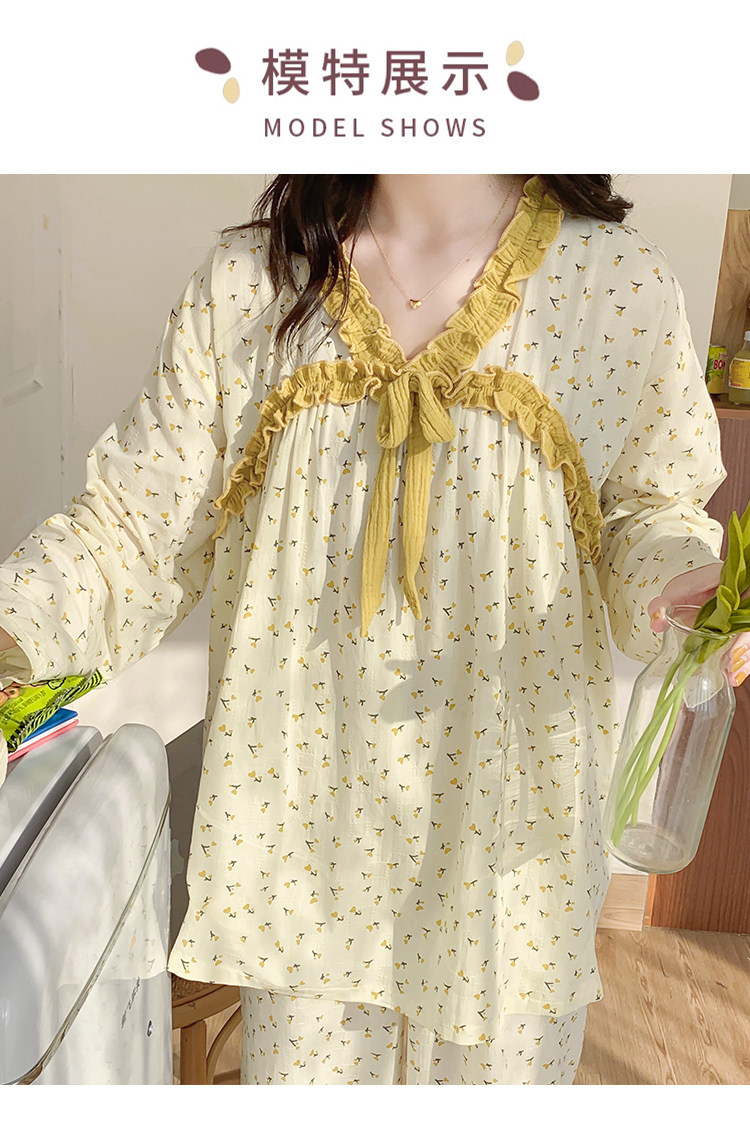 加肥加大码月子服薄款纯棉产后孕妇睡衣哺乳衣透气吸汗棉纱水洗棉详情2