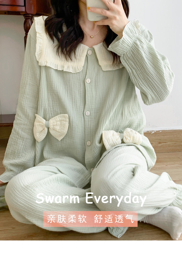 加肥加大码月子服薄款纯棉产后孕妇睡衣哺乳衣透气吸汗棉纱水洗棉详情33