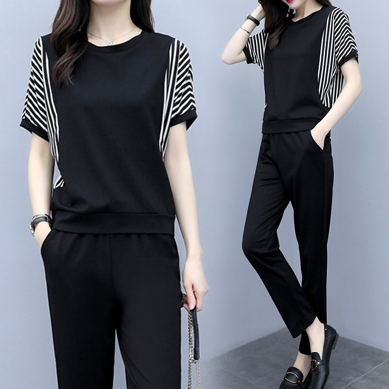 Large size women's dress 2022 Summer new Fat mm Yanist Casual Suit Women Loose Fashion Spelled two sets