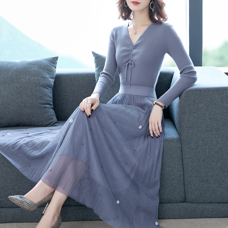 2022 New spring and autumn clothing Knitted Ocean Dress Women's Two Suit Skirts high-end big names Yuanyu Xiaoxiang Wind