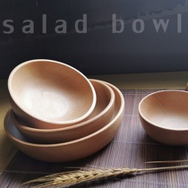 Y0EZ beech wooden bowl for adults children baby small rice bowl large fruit bowl salad bowl soup bowl wooden wonton