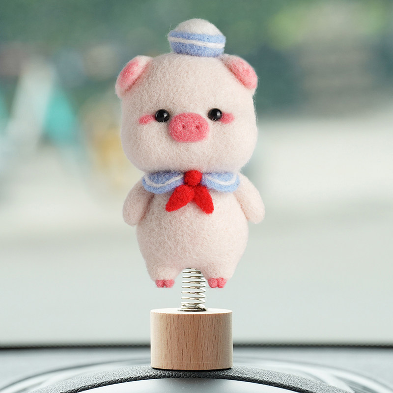 Cola pig wool felt poke poke diy material package couple simple handmade doll cute creative pendant