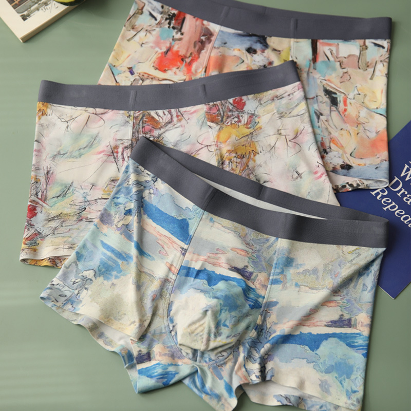 Monet Lake~Original Artistic Personality Print Color Men's Underwear Modal Boxer Briefs