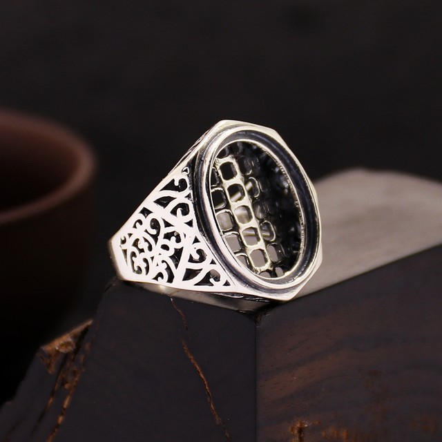 S925 sterling silver ring ເປົ່າສະຫນັບສະຫນູນຜູ້ຊາຍຝາຫລັງ DIY beeswax turquoise ສະຫນັບສະຫນູນ 13*1714*1915*2016*21