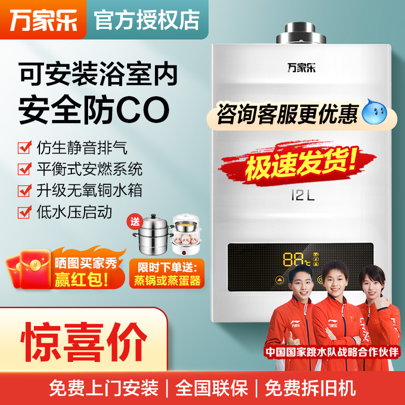 Wan family Legas water heater balanced gas liquefied gas domestic indoor 12 liters bathroom with 8L-Taobao