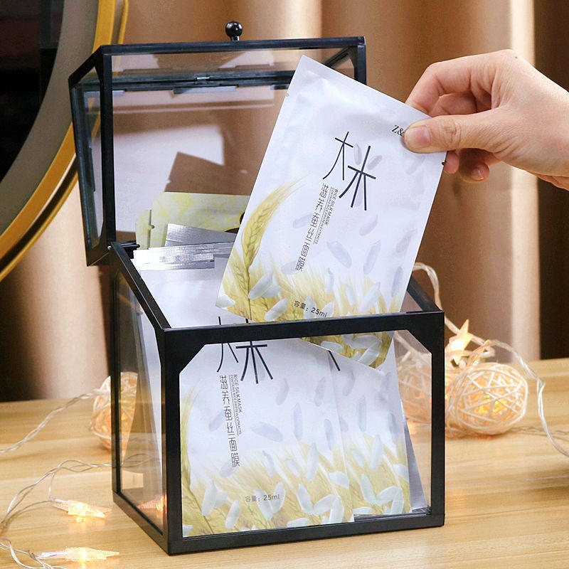 Mask storage box dustproof cosmetics desktop skin care rack dormitory glass sundries storage small box transparent