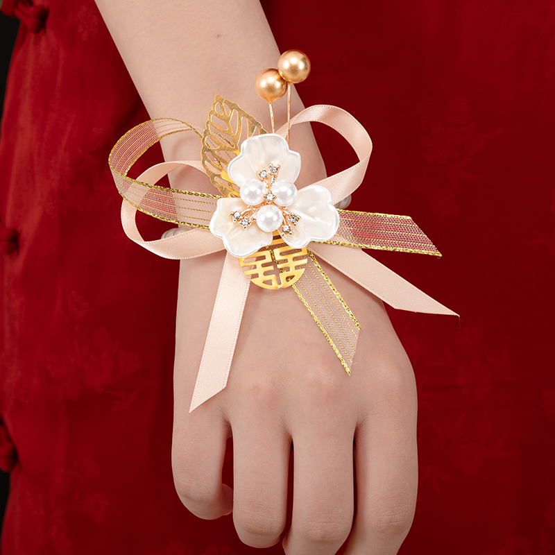 Bridesmaid's wrist flower bridal and sister group Handmaid courtesans wedding bracelet with parent bridegroom with high sense of heart-Taobao