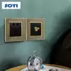 soyi 86 type concealed one-open five-hole panel porous brass lever classical back pattern retro wall switch socket