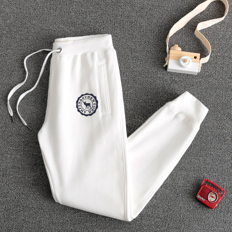 Korean Casual Pure Cotton Spring and Autumn Pants White Fleece-Lined Sweatpants Women's Drawstring Loose Jogger Pants 2023 New Style Korean Casual Pure Cotton Spring and Autumn Pants White Fleece-Lined Sweatpants Women's Drawstring Loose Jogger Pants 2023 New Style