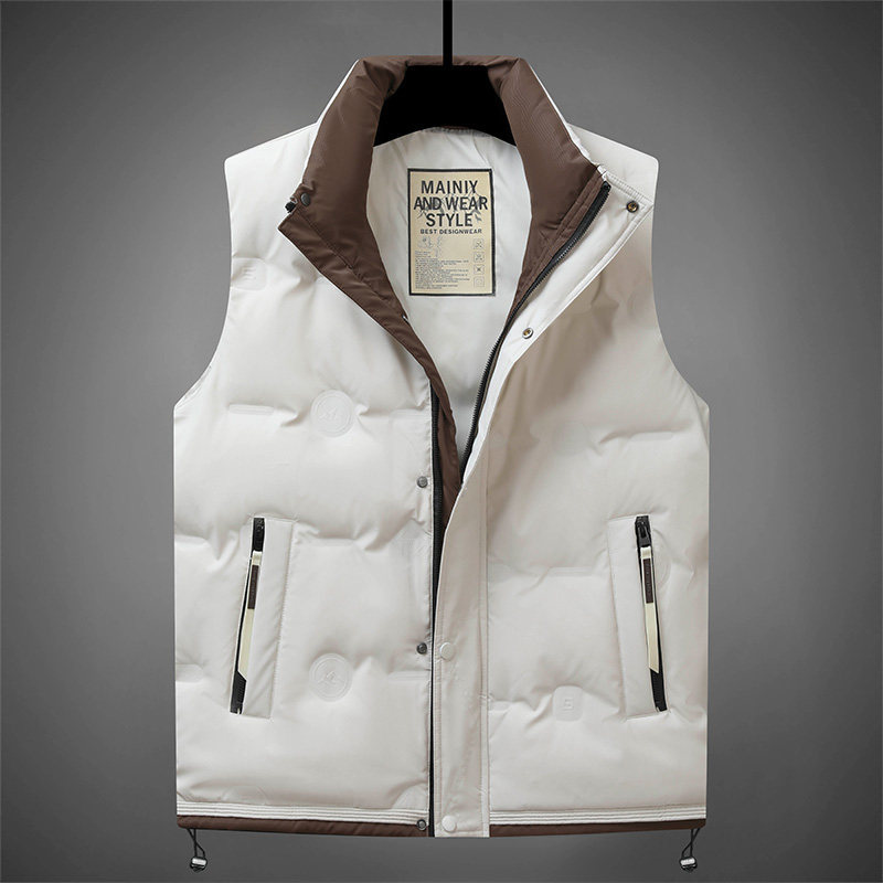 White Duck down Vest, Autumn and Winter High-End Sleeveless Vest, Men's Trendy and Stylish Stand-Up Collar Vest