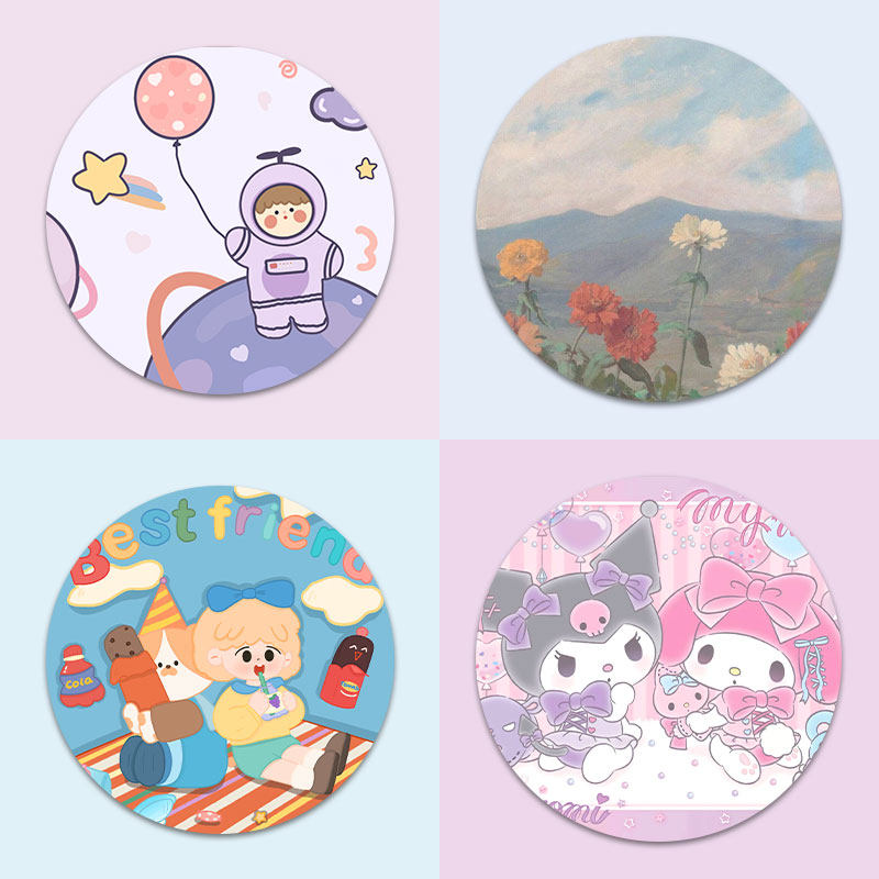 Round Slip Rat Cushion Cute Cartoon Woman Little Fresh Ins Wind Cartoon Brief About Thickened Non-slip Mat Office Games Mat Personality Creative Wrist Pads Electric Race Mat Secondary Meta Custom Cushion