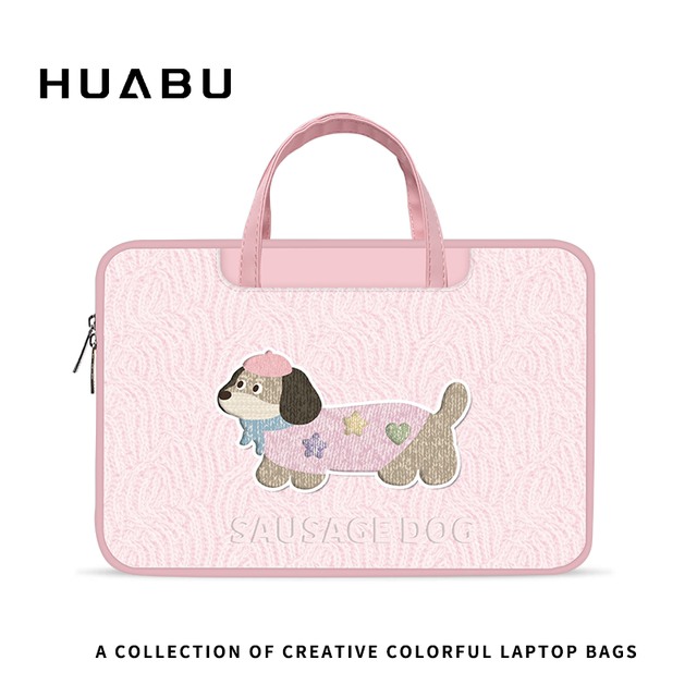 Cute Dachshund Dog Laptop Bag 16-inch Portable Leather Apple 15.6-inch Huawei matebook 14 Lenovo Dell 14-inch 12-inch Women's 2024 New Tablet Storage Bag