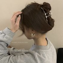 ins metal style one-word grab clip large back head hair clip womens light luxury high-end shark clip hair accessories