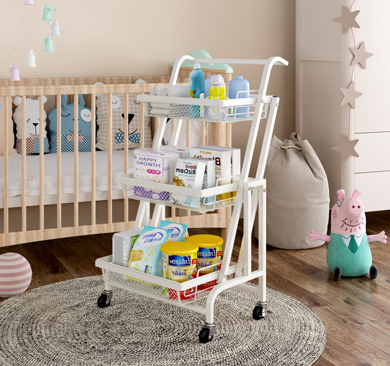 Baby Items Release Newborn Baby Finishing Supplies Storage Living Room Care Snacks Storage Small Cart Shelving