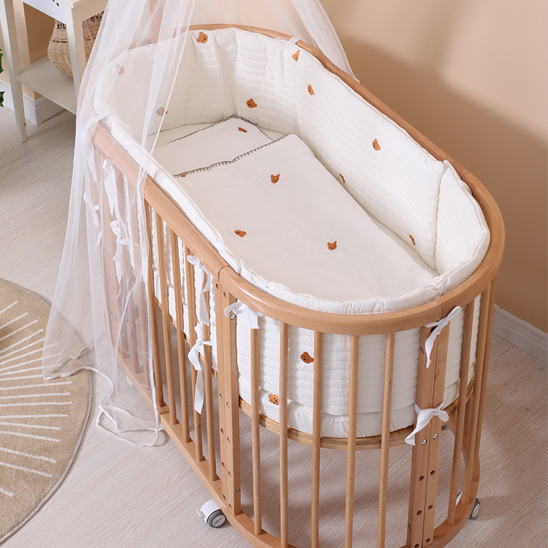 Crib round bed Bed Circumference Wavg Full Cotton Bed Surround stop Anti-crashable soft bag can be detached and washed crib circumference