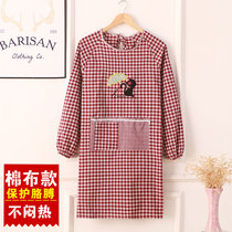 Cotton long-sleeved apron overcoat Adult fashion female cooking in the kitchen Adult mens coat anti-dressing overalls