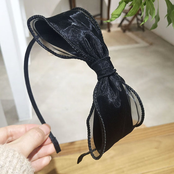 Versatile bow hairband black pressed hairpin Korean simple headwear headband versatile hairpin wide edge with teeth anti-slip