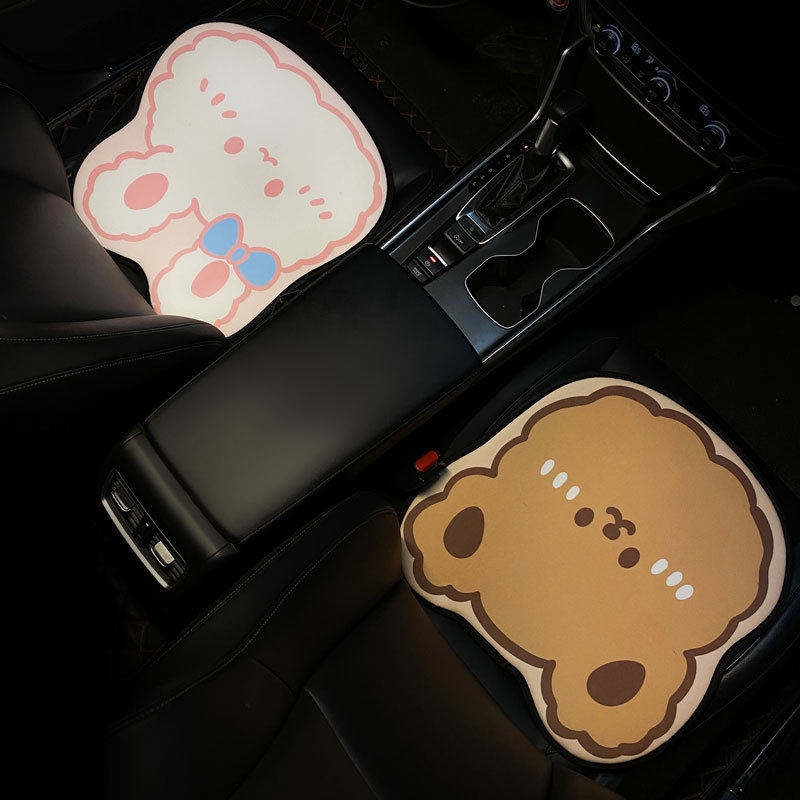 Cartoon car cushion female four seasons universal goddess net red linen car cushion cover cute single piece summer ice silk seat cushion
