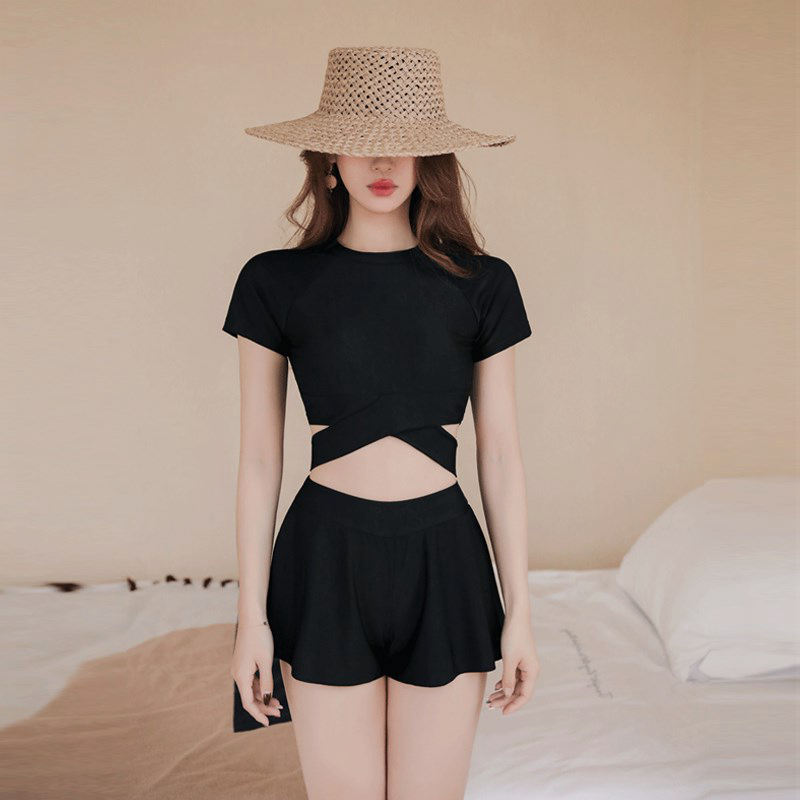 Swimsuit women's summer 2021 new split skirt three-piece cover belly, thin chest, conservative hot spring seaside swimsuit