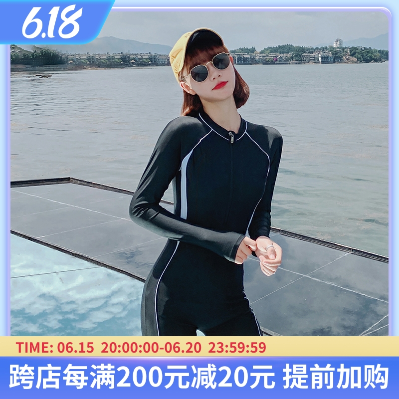 Swimsuit women's summer professional sports 2022 new flat corners with slim and slim cover conservative long-sleeved swimsuit special