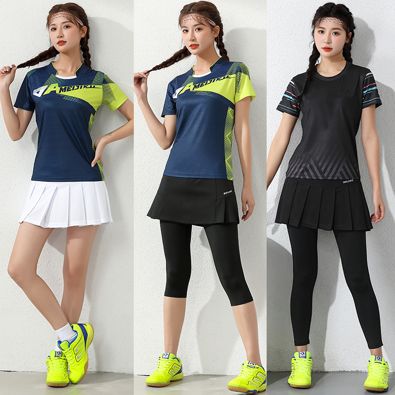 2025 Badminton Clothing for Women, Summer Men's Quick-Drying Large Size Air Volleyball Black Tennis Clothing Training Suit Skirt Pants Sports Suit