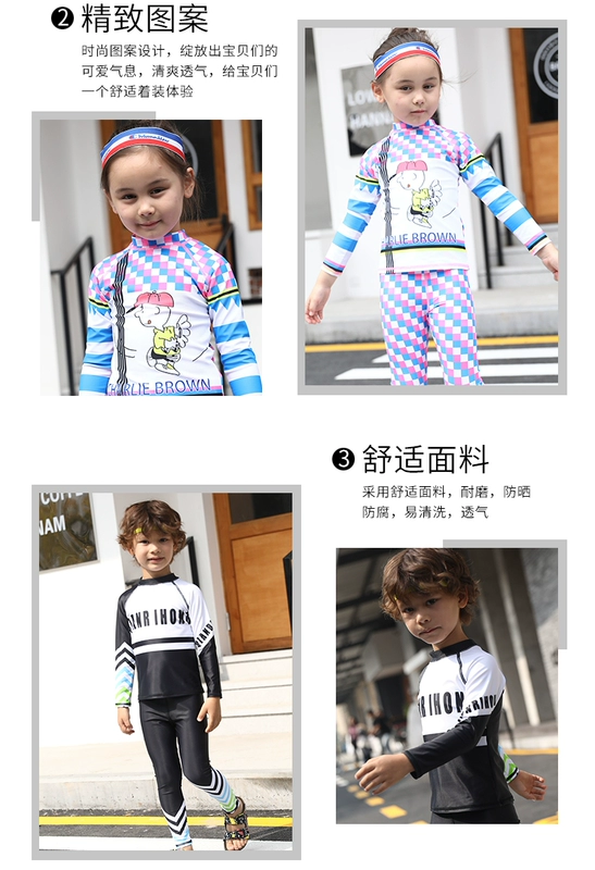 Đồ bơi trẻ em Bé trai Siamese Boys Girls Big Boys Girls Baby Long Sleeve Quần Áo tắm - Bộ đồ bơi One Piece