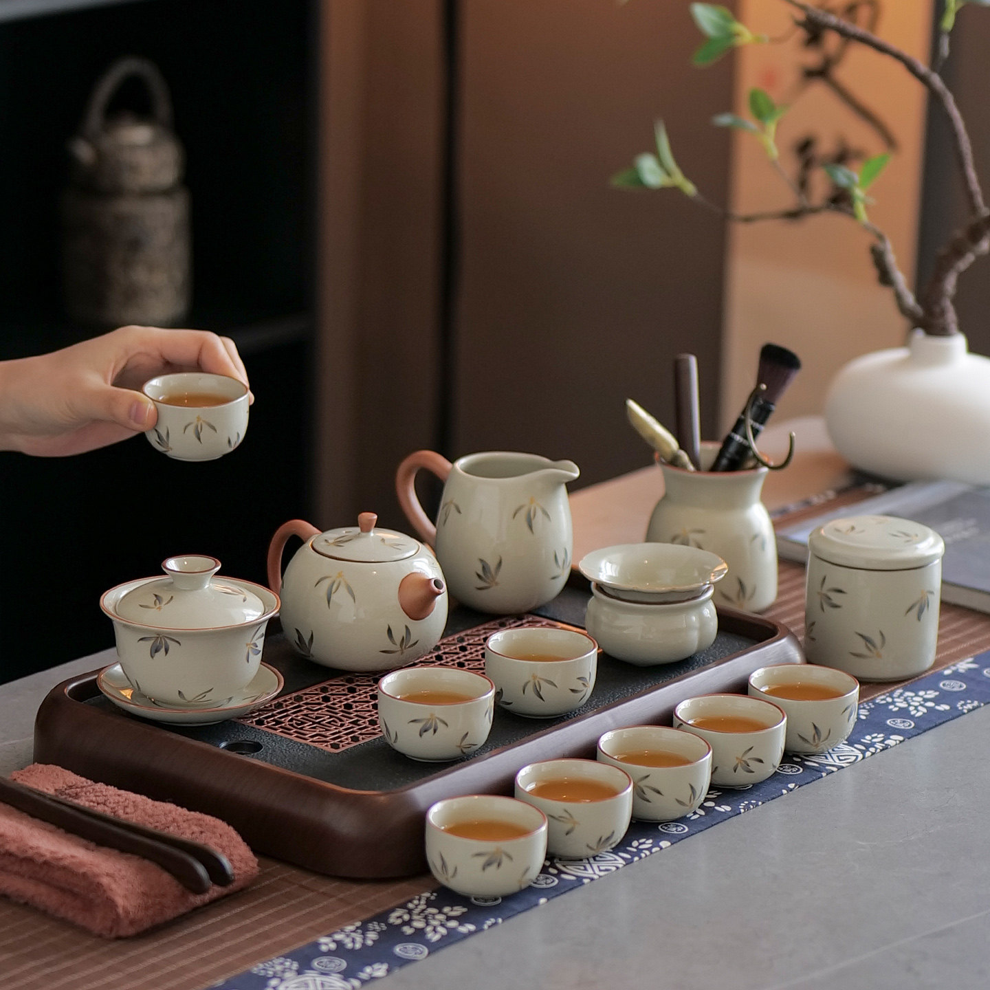 Новый чайный сервиз Ru Kiln, специальная чаша с крышкой для домашнего приготовления чая кунг-фу, высококачественный набор для чаепития в офисе.