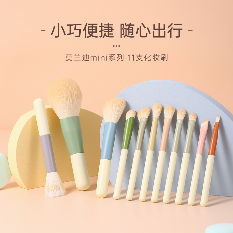 Cangzhou 11-Piece Morandi Mini Portable Makeup Brush Set, Complete Set of Eyeshadow Brushes, Mini Travel Set