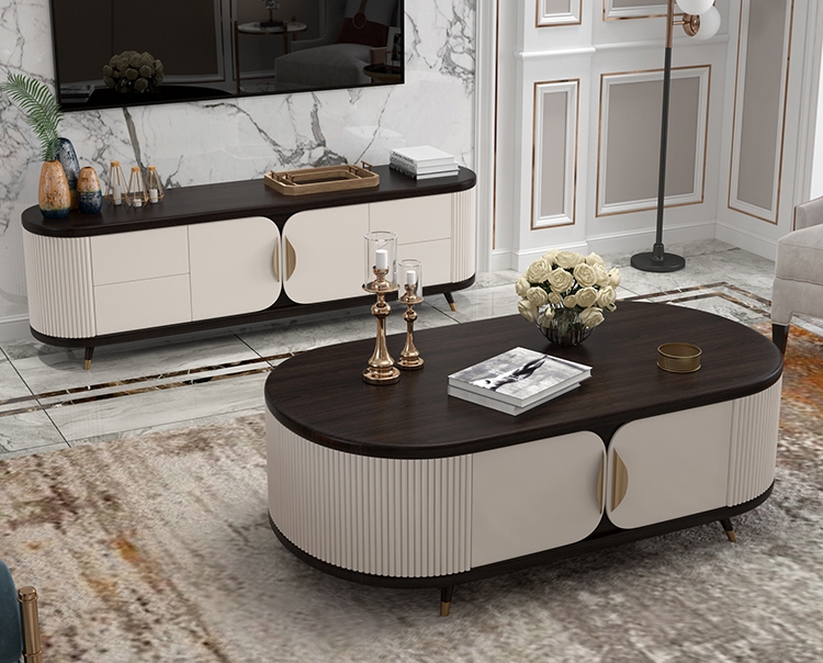 American solid wood light luxury TV cabinet coffee table combination living room simple modern TV cabinet tea table decoration cabinet customization