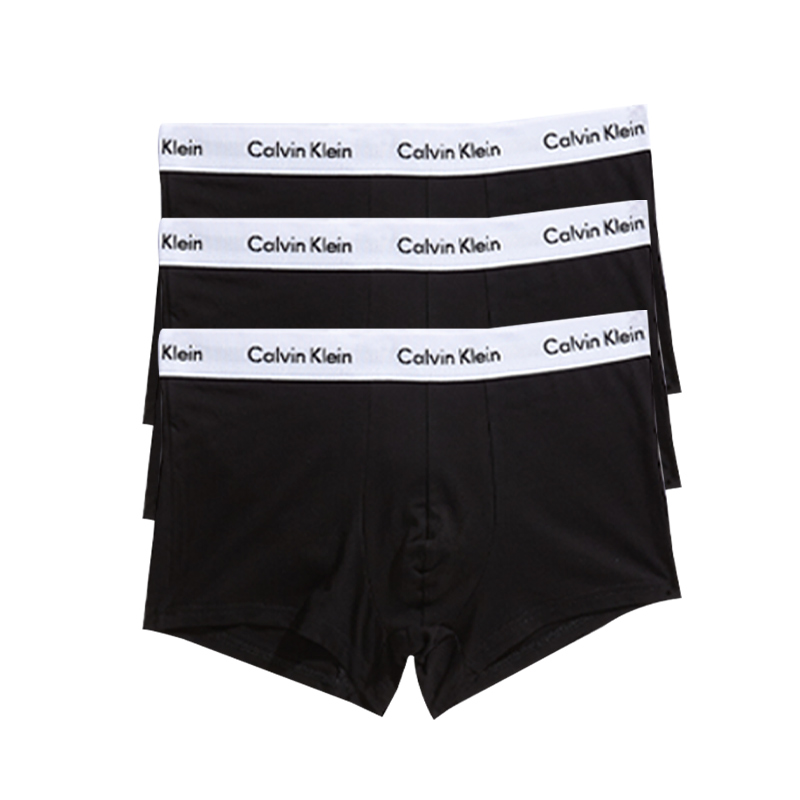 Black Three (Flat Angle - Disassembly Combination)3 Strip packing   quality goods Calvin   Klein / CK American version man Boxer underwear cotton Four corners comfortable ventilation underpants