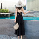 Dress ຫາດຊາຍ 2024 New Seaside Vacation Dress French Chic Long Dress V-neck Suspender Dress Red Backless Dress