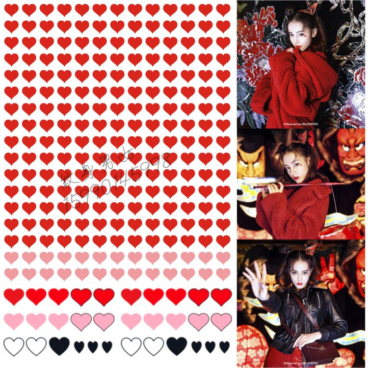 Dilraba Star's Same Style Red Heart Tattoo Stickers, Waterproof, Long-Lasting, Sexy, Eye Corner Stickers, Photo-Taking Tool