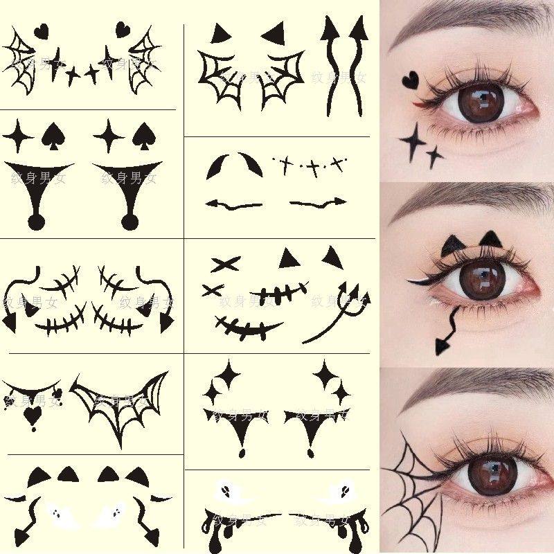 Halloween temporary tattoos, little devils, spider webs, ghost eye makeup, children's makeup, cute pumpkin face.