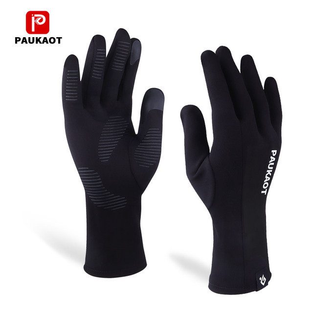 Autumn and winter outdoor sports running gloves for men and women thin section mountaineering riding warm touch screen windproof full finger gloves