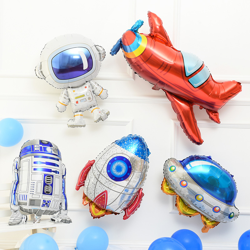 Children's baby inflatable floating air can fly nitrogen ball Cartoon spaceship aircraft aluminum film light gas balloon Helium gas Helium balloon