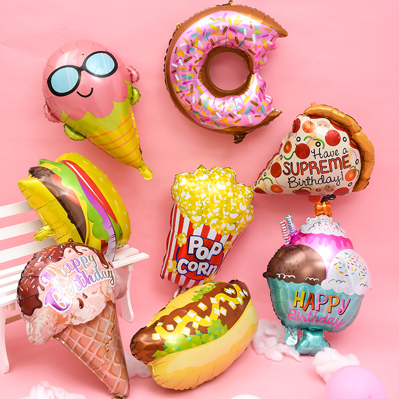 Children baby hand tied leggings Helium air floating ball Opening atmosphere Birthday decoration Aluminum film cartoon food Helium balloon