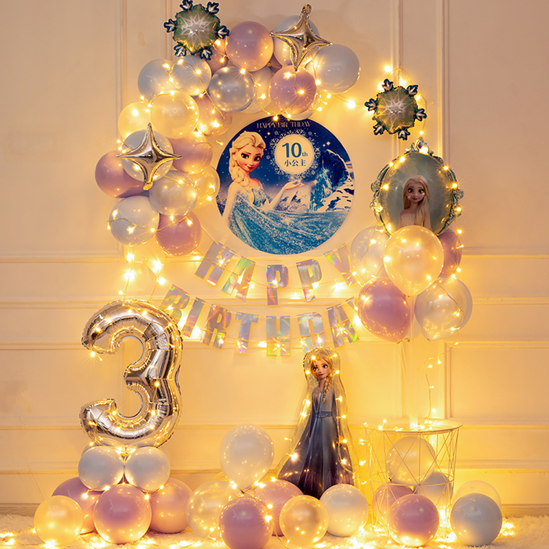 Snow Chic Edge Birthday Decorated Balloon Scene Placement Girl Child Esha Public Themed Background Wall Party Supplies